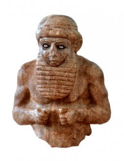 Figurilla de un sacerdote (presumiblemente Enmerkar) hecha de alabastro. Uruk tardío.